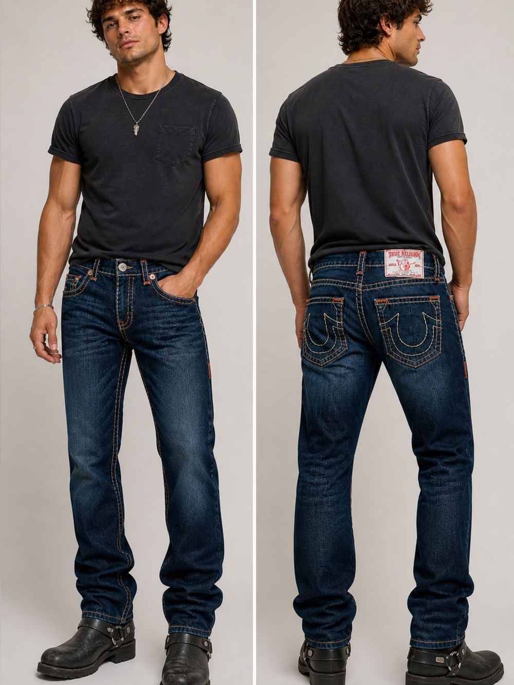 True Religion Brand men Jeans Billy Super T Size 36 Dark Wash Denim Straight Leg